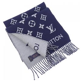 Louis Vuitton Monogram Schal Braun Marineblau