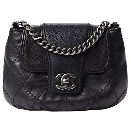 Chanel 14A Paris-Dallas Mini Borsa Messenger Classica in Pelle Caviar Nera Nero Silver hardware