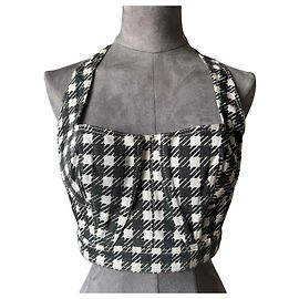 Top bustier Alaïa houndstooth print Black White