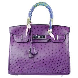 Hermès Birkin 30 em avestruz roxo Roxo