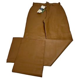 Vintage Courreges Leather Pants Brown M Brown
