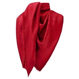 Louis Vuitton Monogramm Schal rot Seide Wolle Rot