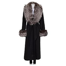Zilli Grey Coat with Detachable Faux Fur Trim - Size L Pre-owned Other