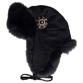 Chanel Black Faux Fur & Wool Hat Sz.57 Pre-owned Other