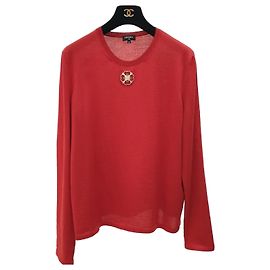 Chanel roter Kaschmir-Pullover Größe 48 gebraucht Andere