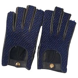 NWOB Chanel blaue Tweed-Lederhandschuhe, Größe 7,5, gebraucht Andere
