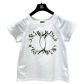 Chanel Iconic CC Logo White T-Shirt Top - Size XS pre-owned Other