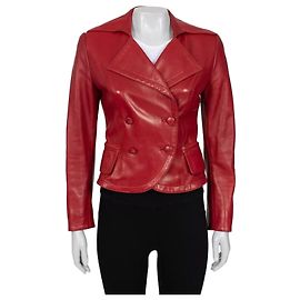 Rote Doppelreiher-Lederjacke von Hermès - Größe S gebraucht Andere
