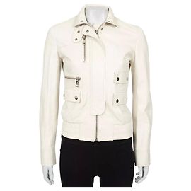 Dolce & Gabbana White Leather Jacket IT 40 / S Pre-owned Other