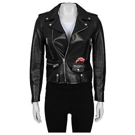 Veste en cuir brodée courte Saint Laurent Taille 38 M D'occasion Autre
