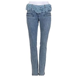 Jeans rectos de piel azul claro Chanel Talla 38 Pre-owned Otro
