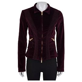 Roberto Cavalli Samt Fitted Zip Jacke Lila - M Gebraucht Andere