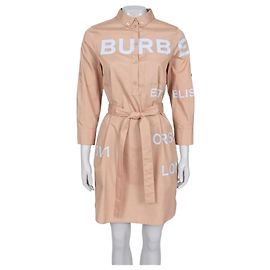 Vestido camisa de algodão marrom Burberry - UK 8 / S Usado Outro