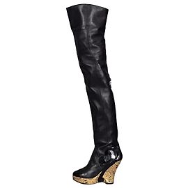 Botas de cuña de cuero negro Chanel París-Moscú - Talla 37,5 Usadas Otro