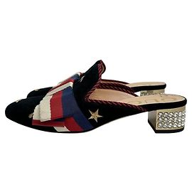 Gucci Women's Black Velvet Emellished Bow Mules sz.36.5 Pre-owned Other