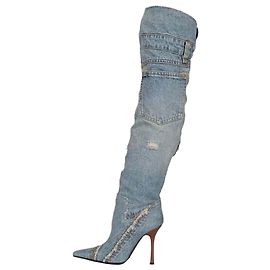 Dolce & Gabbana Denim Pointed Stiletto Boots - Size 36.5 Pre-owned Other