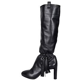 Céline Celine Schwarze Lederfransen Stiefel - Größe 38 Gebraucht Andere