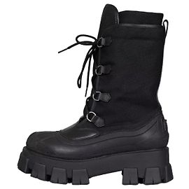 Prada Black Lace-Up Boots Size 39.5 Pre-owned Other