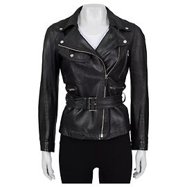 Gucci Black Leather Belted Jacket - Size IT40 / S Pre-owned Other