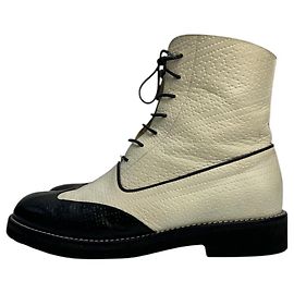 Authentic Chanel Black & Beige Combat Boots - Size 40 Pre-owned Other