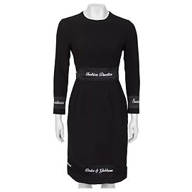 Dolce & Gabbana Black Wool Embroidered Midi Dress Sz36/XXS Pre-owned Other