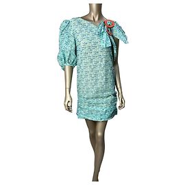 Autre Marque Robe Mini Décorative à Nœud Turquoise Nadya Dzyak Taille 38 D'occasion Autre