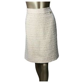 Chanel White Tweed  Skirt  Sz.44 Pre-owned Other