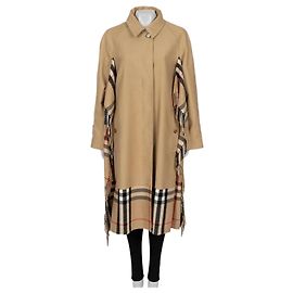 Burberry Beige Check-Trim Cotton Coat – Size UK10 / M Pre-owned Other