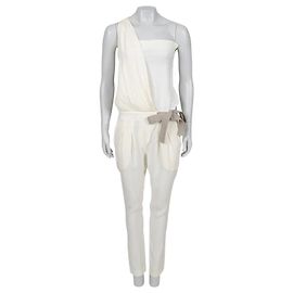 Elegant Brunello Cucinelli Beige Silk Jumpsuit - Size XS Pre-owned Other