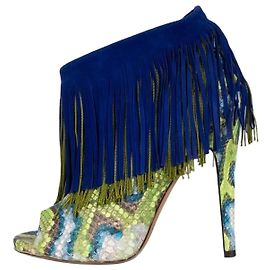 Jimmy Choo Snakeskin print lambskin Fringe Ankle Boots - Size 40 Pre-owned Other