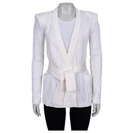 Balmain weißer Wickelcardigan mit Gürtel - Größe 36/S Gebraucht Andere