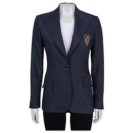 Dolce & Gabbana Blue Linen Embroidered Fitted Jacket - IT38/XS pre-owned Other