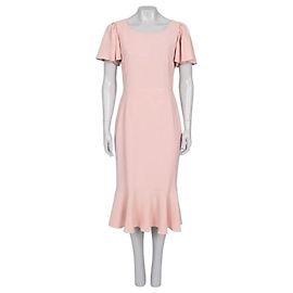 Vestido ajustado com barra em babados de viscose rosa Dolce & Gabbana IT44 usado Outro
