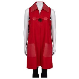 NWOT Fendi Red Virgin Wool & Leather Vest - IT42/M Pre-owned Other