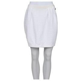 Falda Slim de Algodón Blanco Chic Chanel Talla 40/L de segunda mano Otro
