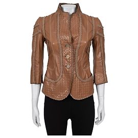 Bottega Veneta Brown Leather Jacket - Size IT40 / S pre-owned Other