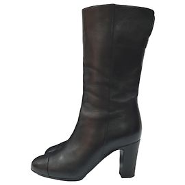 CHANEL Black Lambskin  Iconic Style Mid-Boots Sz.36 Pre-owned Other
