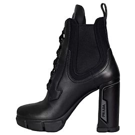 Botas de tacón de cuero negro Prada con cordones - EU 39 Usadas Otro