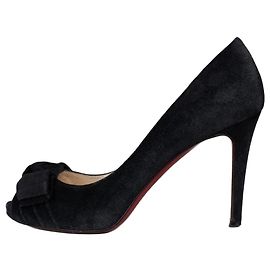 Christian Louboutin Black Suede Bow Heels - Size EU 36 Pre-owned Other
