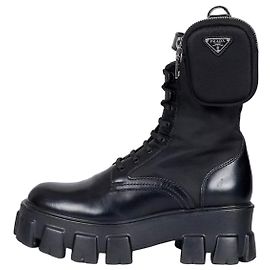 Prada Monolith Black Leather Boots - EU 38 Pre-Owned Other