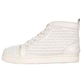 Christian Louboutin White Spiked Leather Sneakers EU 42 Pre-owned Other