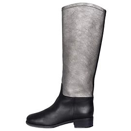 Chanel Silver & Black Leather Ankle Boots - Size 38 pre-owned Other