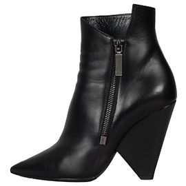 Saint Laurent Niki Leather Wedge Boots - Size 38.5 pre-owned Other