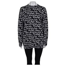 Schwarzer Oversize-Pullover mit Balenciaga-Logo-Druck Größe S gebraucht Andere