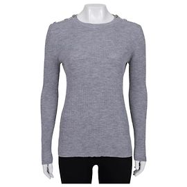 Pull gris ajusté Chanel avec boutons signature Taille 44 D'occasion Autre