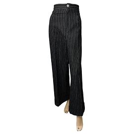 CHANEL 2023 Jean large à rayures noires et blanches Taille 42 Autre