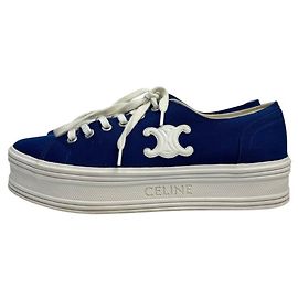 Céline Baskets en textile logo Celine à semelle haute marine Taille 38 Autre