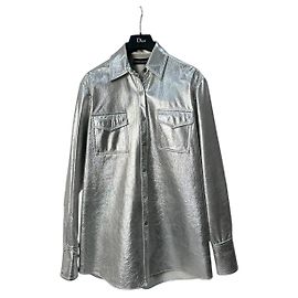 David Koma Silver Leather Shirt Sz.6 Other