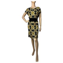Versace Jeans Black & Gold Baroque Print Dress - Size S-M Pre-owned Other