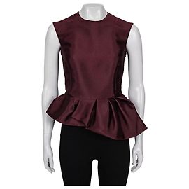 Top peplum de seda burdeos Christian Dior - Talla M / FR38 De segunda mano Otro